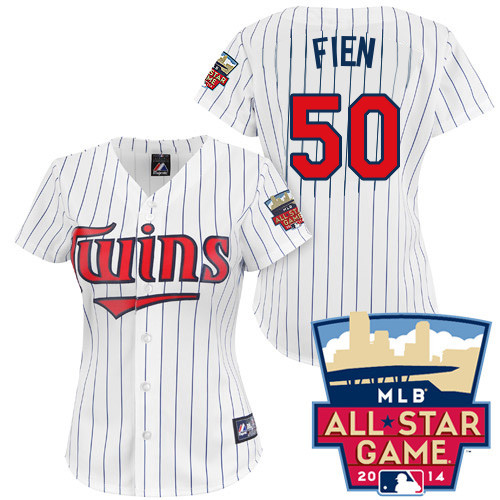 Casey Fien #50 mlb Jersey-Minnesota Twins Women's Authentic 2014 ALL Star Home White Cool Base Baseball Jersey